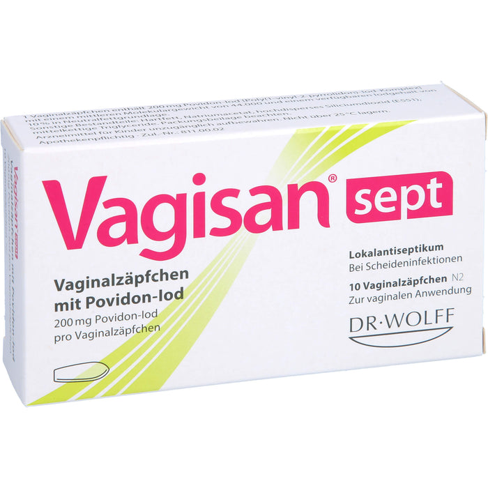 Vagisan sept Vaginalzäpfchen mit Povidon-Iod bei Scheideninfektionen, 10 St. Zäpfchen