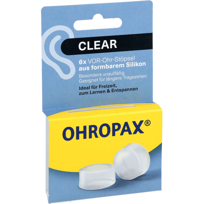 OHROPAX Clear Ohrstöpsel – Komfort und Schutz für jede Situation, 6 St. Ohrstöpsel