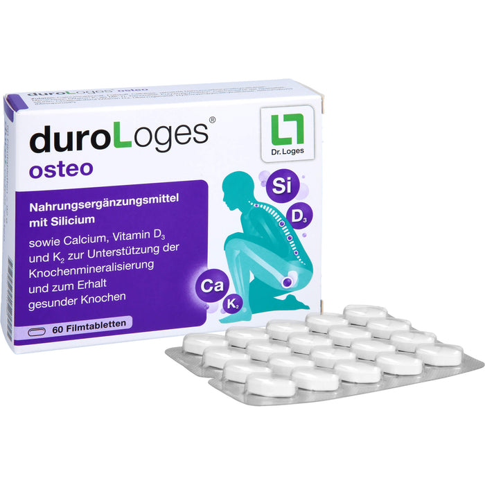 DuroLoges Osteo plus Silicium Filmtabletten zur Erhaltung normaler Knochen, 60 St. Tabletten