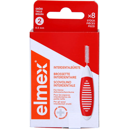 Elmex Interdentalbürsten rot ISO Größe 2 0,5 mm, 8 St. Interdentalbürsten