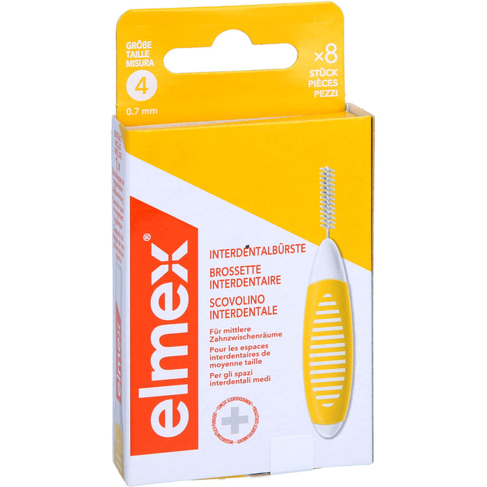 Elmex Interdentalbürsten gelb ISO Größe 4 0,7 mm, 8 St. Interdentalbürsten