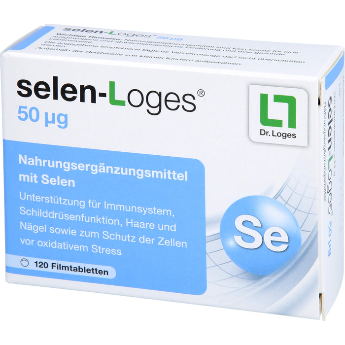 selen-Loges 50 µg Filmtabletten unterstützt das Immunsystem, die Schilddrüsenfunktion, Haare und Nägel, 120 St. Tabletten