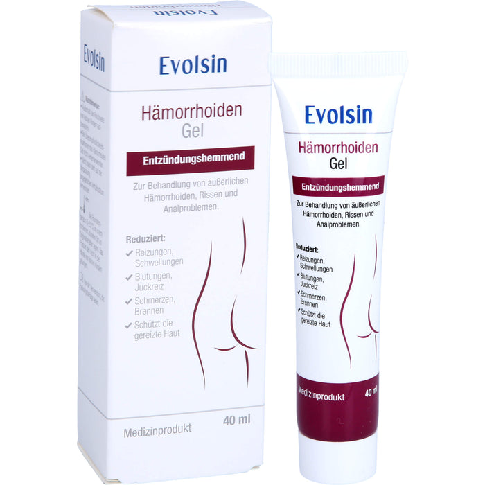 Evolsin Hämorrhoiden Gel entzündungshemmend gegen Brennen, Schmerz & Juckreiz, 40 ml Gel
