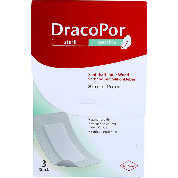 DracoPor sensitiv 8x15cm steril mit Silikonkleber, 3 St VER