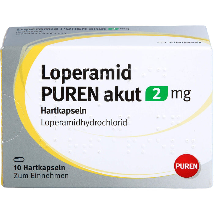 PUREN Loperamid akut 2 mg Hartkapseln zur symptomatischen Behandlung von akuter Diarrhö, 10 St. Kapseln