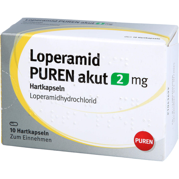 PUREN Loperamid akut 2 mg Hartkapseln zur symptomatischen Behandlung von akuter Diarrhö, 10 St. Kapseln