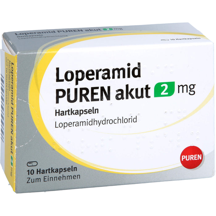 PUREN Loperamid akut 2 mg Hartkapseln zur symptomatischen Behandlung von akuter Diarrhö, 10 St. Kapseln
