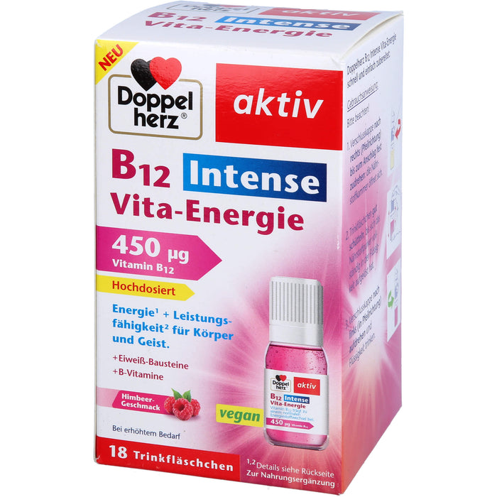 Doppelherz aktiv B12 Intense Vita-Energie Trinkfläschchen Energie und Leistungsfähigkeit für Körper und Geist, 18 St. Flaschen