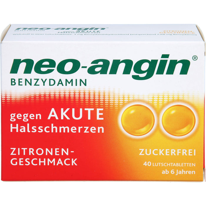 Neo-Angin mit Benzydamin gegen akute Halsschmerzen mit Zitronengeschmack Lutschtabletten, 40 St. Tabletten