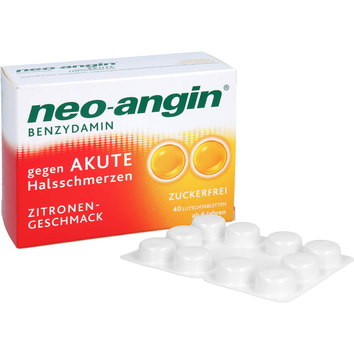 Neo-Angin mit Benzydamin gegen akute Halsschmerzen mit Zitronengeschmack Lutschtabletten, 40 St. Tabletten