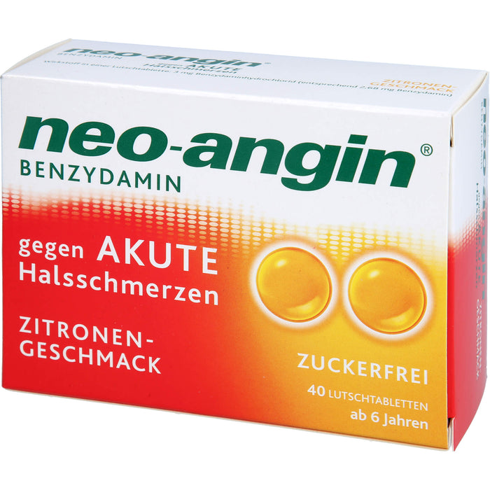 Neo-Angin mit Benzydamin gegen akute Halsschmerzen mit Zitronengeschmack Lutschtabletten, 40 St. Tabletten