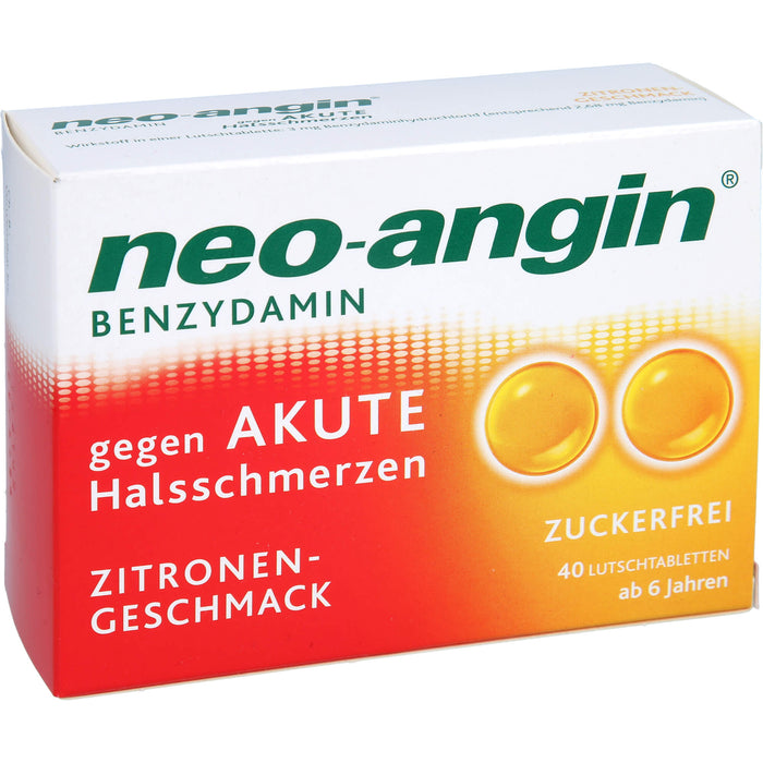 Neo-Angin mit Benzydamin gegen akute Halsschmerzen mit Zitronengeschmack Lutschtabletten, 40 St. Tabletten