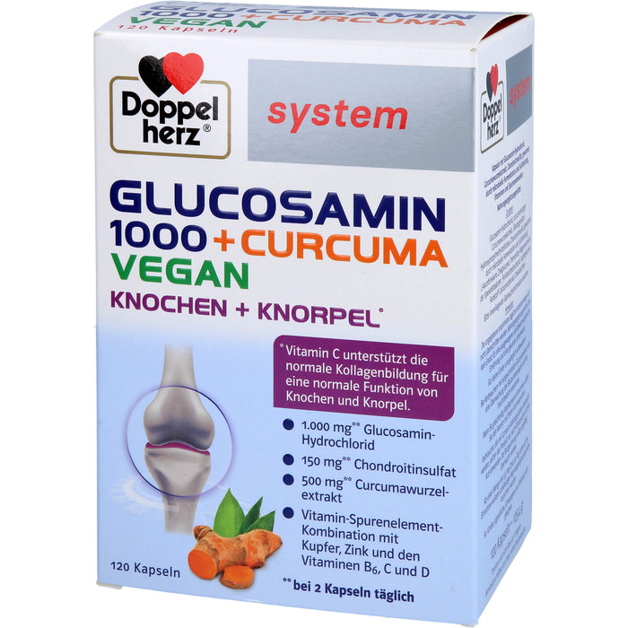 Doppelherz system Glucosamin 1000 + Curcuma vegan Kapseln für Knochen und Knorpel, 120 St. Kapseln