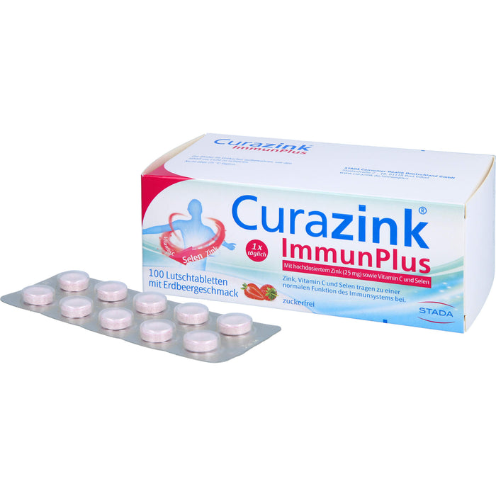 Curazink ImmunPlus Lutschtabletten mit Erdbeergeschmack, 100 St. Tabletten