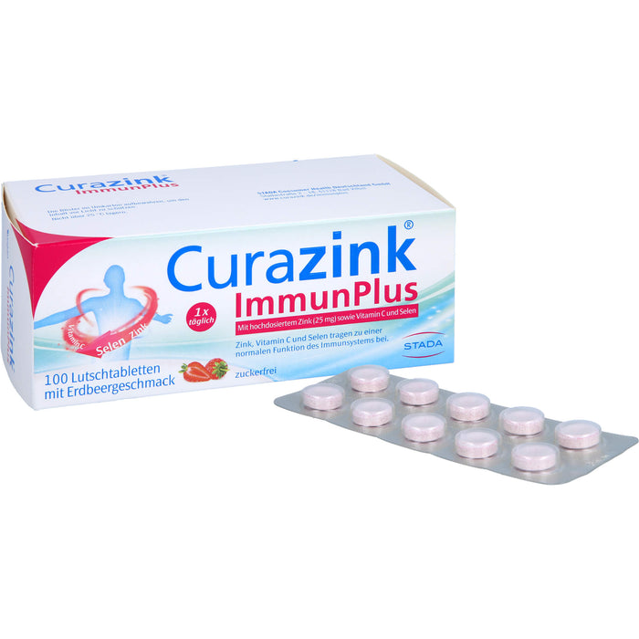 Curazink ImmunPlus Lutschtabletten mit Erdbeergeschmack, 100 St. Tabletten