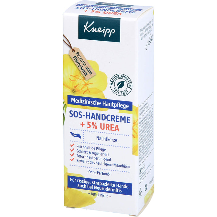 Kneipp SOS-Handcreme + 5% Urea Nachtkerze für rissige, strapazierte Hände und bei Neurodermitis, 50 ml Creme