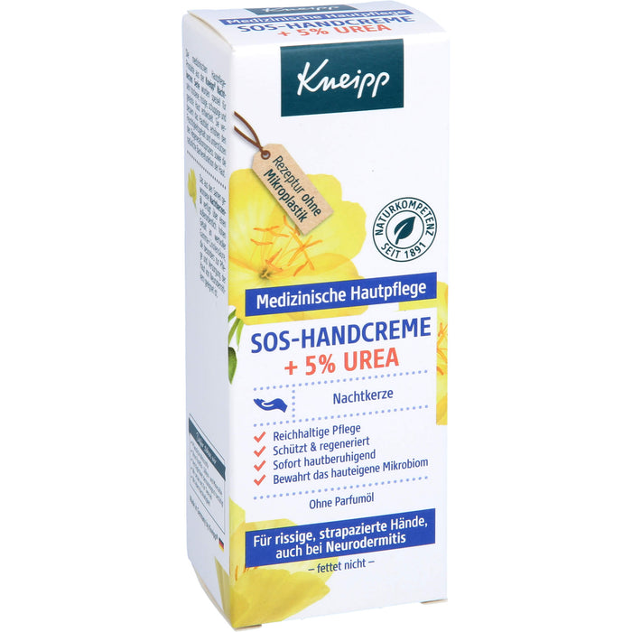 Kneipp SOS-Handcreme + 5% Urea Nachtkerze für rissige, strapazierte Hände und bei Neurodermitis, 50 ml Creme