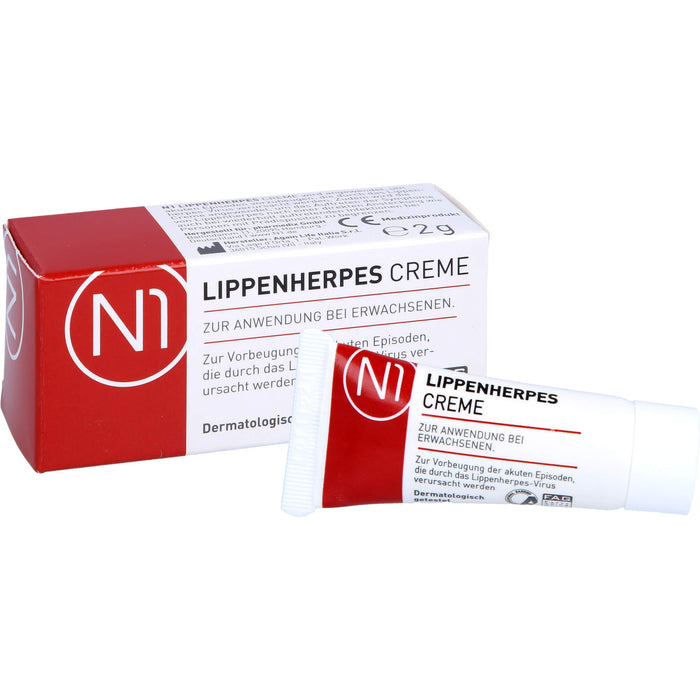 N1 Lippenherpes Creme verhindert die Bläschenbildung, stoppt die Virenvermehrung und lindert rasch Schmerzen, 2 g Creme