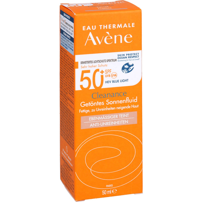 Avène Cleanance getöntes Sonnenfluid LSF 50+ für fettige, zu Unreinheiten neigende Haut für einen ebenmässigen Teint, 50 ml Creme