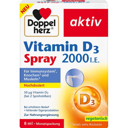 Doppelherz aktiv Vitamin D3 2000 I.E. Spray für Immunsystem, Knochen und Muskeln, 8 ml Lösung