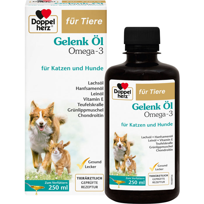 Doppelherz Gelenk Öl Omega 3 Lösung für Katzen + Hunde zur Unterstützung des Gelenkstoffwechsels bei Osteoarthrose, 250 ml Lösung