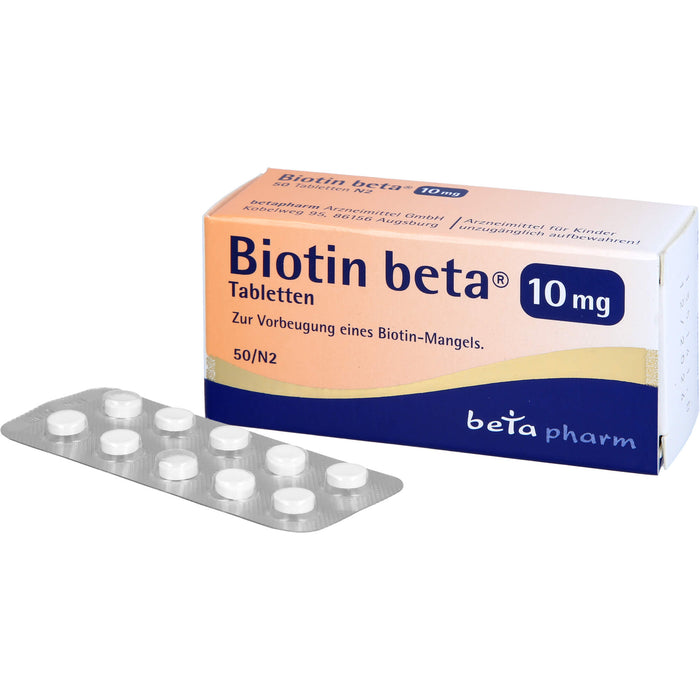 Biotin beta 10 mg Tabletten zur Vorbeugung einens Biotin-Mangels, 50 St. Tabletten
