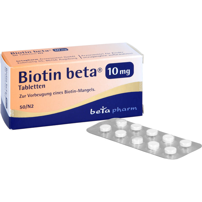 Biotin beta 10 mg Tabletten zur Vorbeugung einens Biotin-Mangels, 50 St. Tabletten