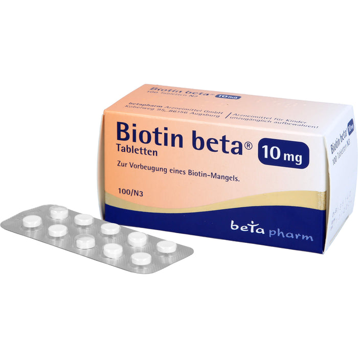 Biotin beta 10 mg Tabletten zur Vorbeugung einens Biotin-Mangels, 100 St. Tabletten