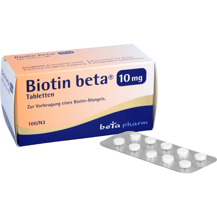 Biotin beta 10 mg Tabletten zur Vorbeugung einens Biotin-Mangels, 100 St. Tabletten