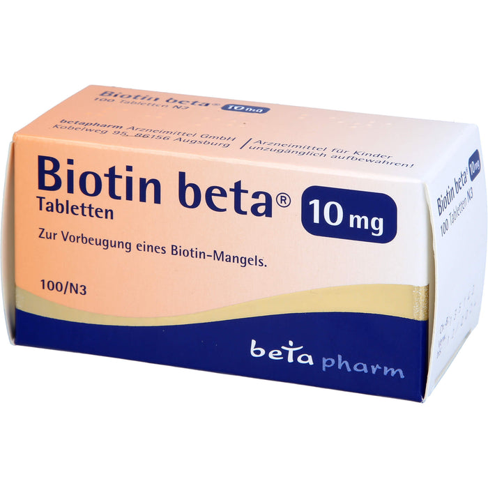 Biotin beta 10 mg Tabletten zur Vorbeugung einens Biotin-Mangels, 100 St. Tabletten