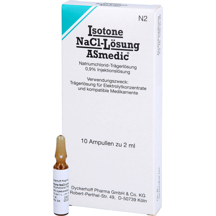 Isotone NaCl-Lösung ASmedic®, Natriumchlorid-Trägerlösung 0,9% Injektionslösung, 2 ml, 10X2 ml ILO