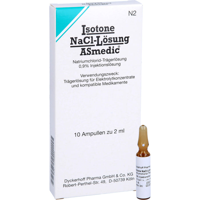 Isotone NaCl-Lösung ASmedic®, Natriumchlorid-Trägerlösung 0,9% Injektionslösung, 2 ml, 10X2 ml ILO