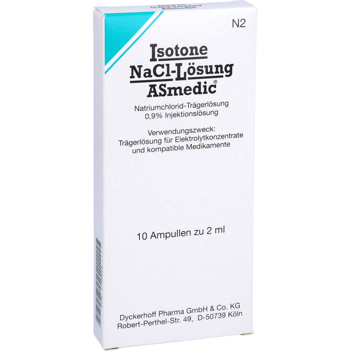 Isotone NaCl-Lösung ASmedic®, Natriumchlorid-Trägerlösung 0,9% Injektionslösung, 2 ml, 10X2 ml ILO