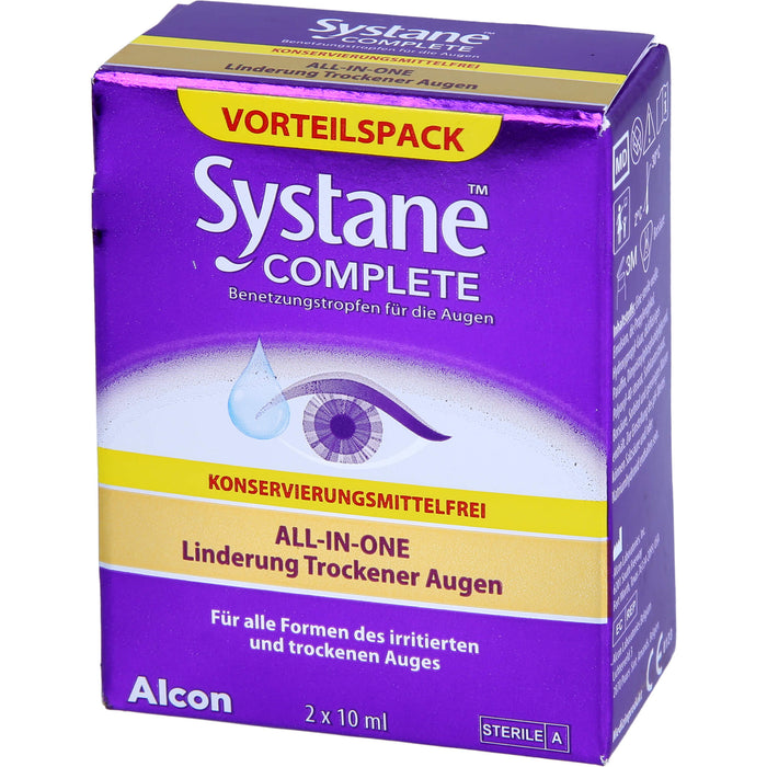 Systane Complete Benetzungstropfen für die Augen ohne Konservierungsmittel für trockene Augen, 20 ml Lösung