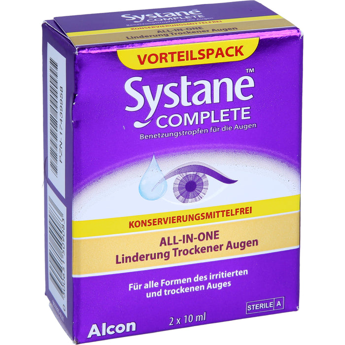 Systane Complete Benetzungstropfen für die Augen ohne Konservierungsmittel für trockene Augen, 20 ml Lösung