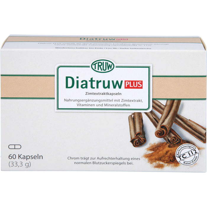 Diatruw Plus Zimtextraktkapseln zur Aufrechterhaltung eines normalen Blutzuckerspiegels, 60 St. Kapseln