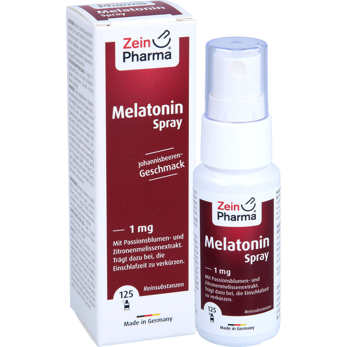 ZeinPharma Melatonin 1 mg Spray mit Johannisbeeren-Geschmack, 25 ml Lösung