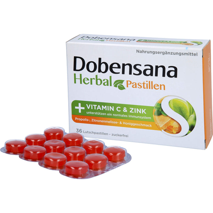 Dobensana Herbal Lutschpastillen mit  Honiggeschmack Vitamin C Zink, 36 St. Pastillen