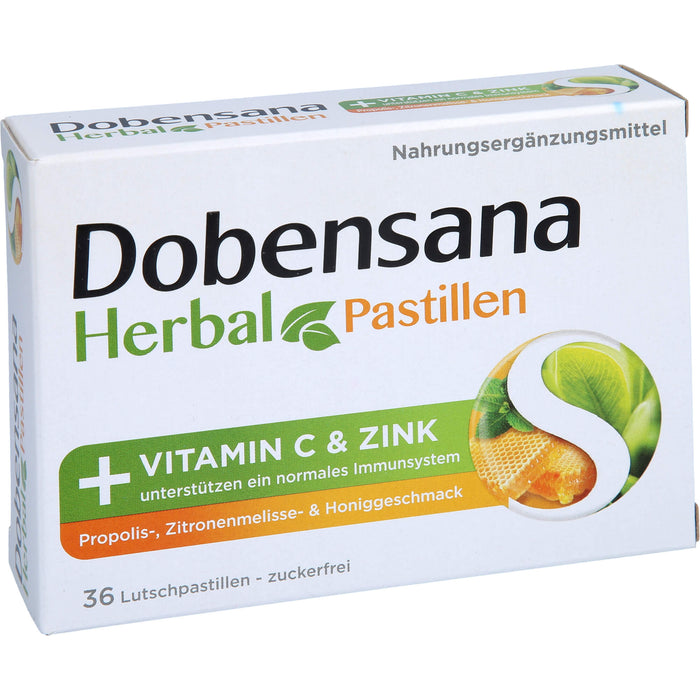 Dobensana Herbal Lutschpastillen mit  Honiggeschmack Vitamin C Zink, 36 St. Pastillen