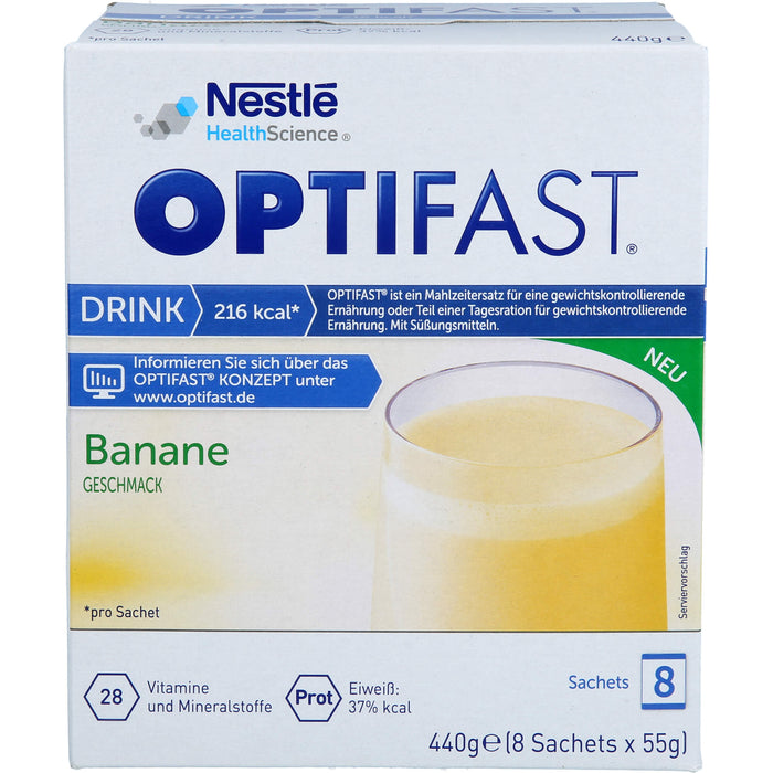OPTIFAST Drink Banane Geschmack Mahlzeitersatz für eine gewichtskontrollierende Ernährung, 8 St. Beutel