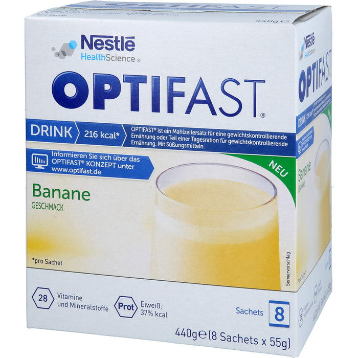 OPTIFAST Drink Banane Geschmack Mahlzeitersatz für eine gewichtskontrollierende Ernährung, 8 St. Beutel