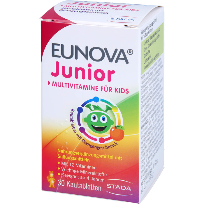 EUNOVA Junior Kautabletten mit Orangengeschmack zur Unterstützung der Gesundheit und Abwehr, 30 St. Tabletten