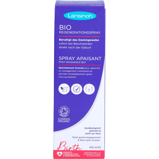 LANSINOH bio Regenerationsspray beruhigt das Dammgewebe, 100 ml Lösung