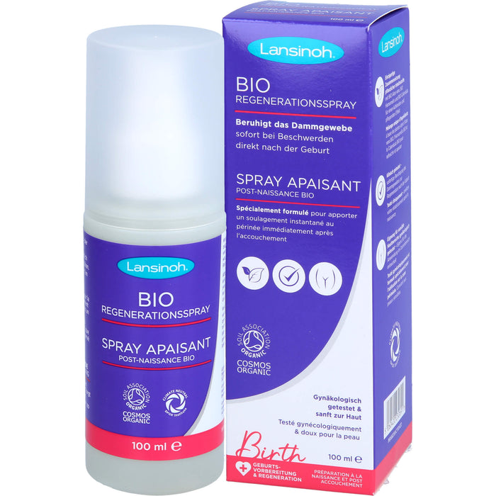 LANSINOH bio Regenerationsspray beruhigt das Dammgewebe, 100 ml Lösung