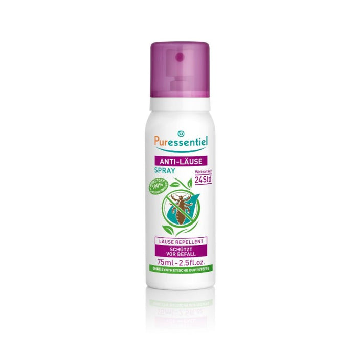 Puressentiel Anti-Läuse Abwehrspray mit Eucalyptus citriodora Oil – schützt bis zu 12 Stunden vor Läusebefall, 75 ml Spray