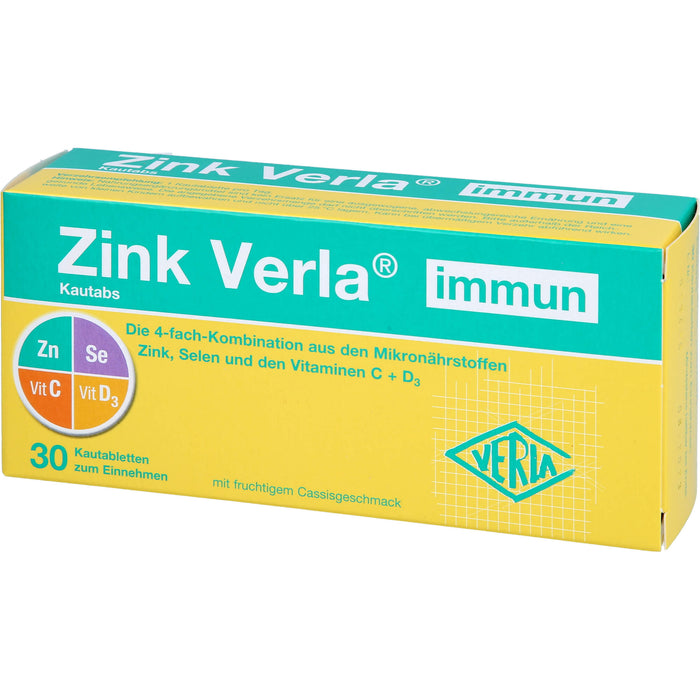 VERLA Zink Immun Kautabs mit fruchtigem Cassisgeschmack, 30 St. Kautabletten