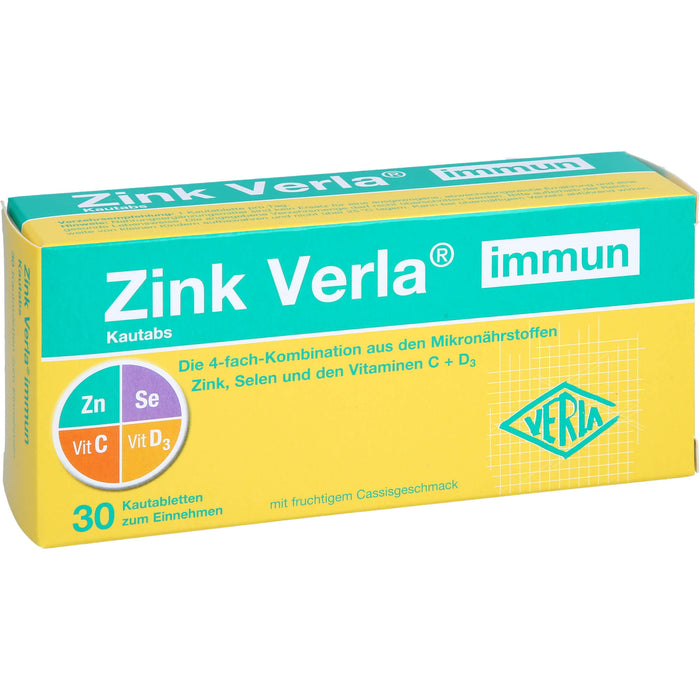 VERLA Zink Immun Kautabs mit fruchtigem Cassisgeschmack, 30 St. Kautabletten