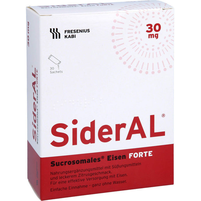 SiderAL Eisen forte 30 mg Zitrusfrucht bei erhöhtem Eisenbedarf in der Schwangerschaft, 30 St. Beutel