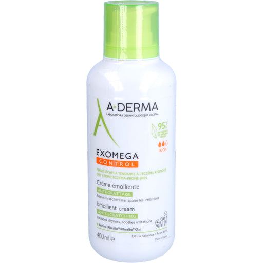 A-DERMA Exomega control rückfettende Creme für Neurodermitis neigende Haut, 400 ml Creme