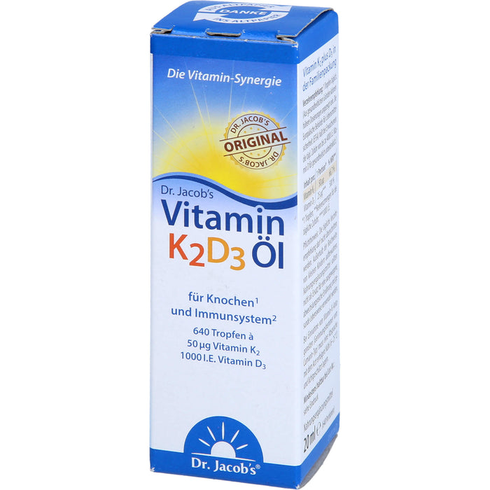 Vitamin K2D3 Öl 1000 IE+50 mcg D3+K2 Dr. Jacob's, 20 ml TEI